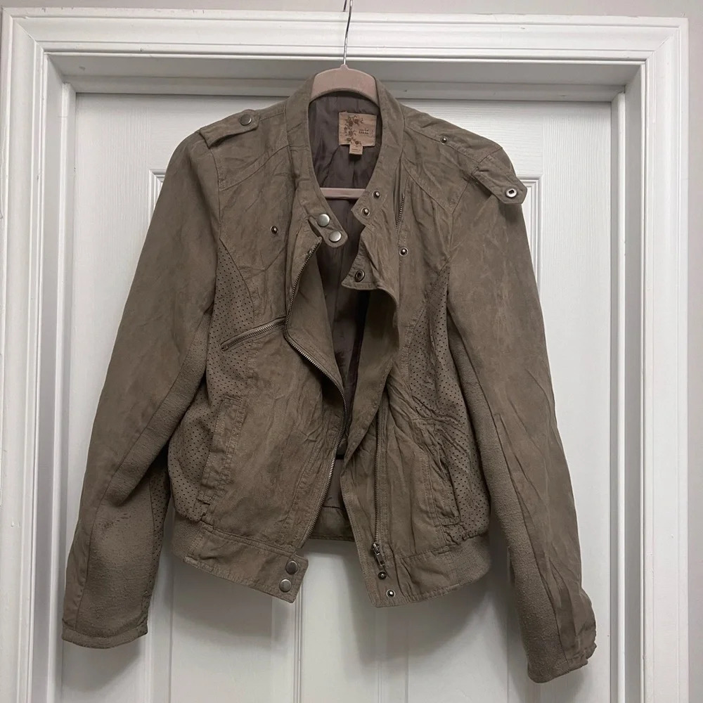 Mine faux suede brown bomber jacket size L